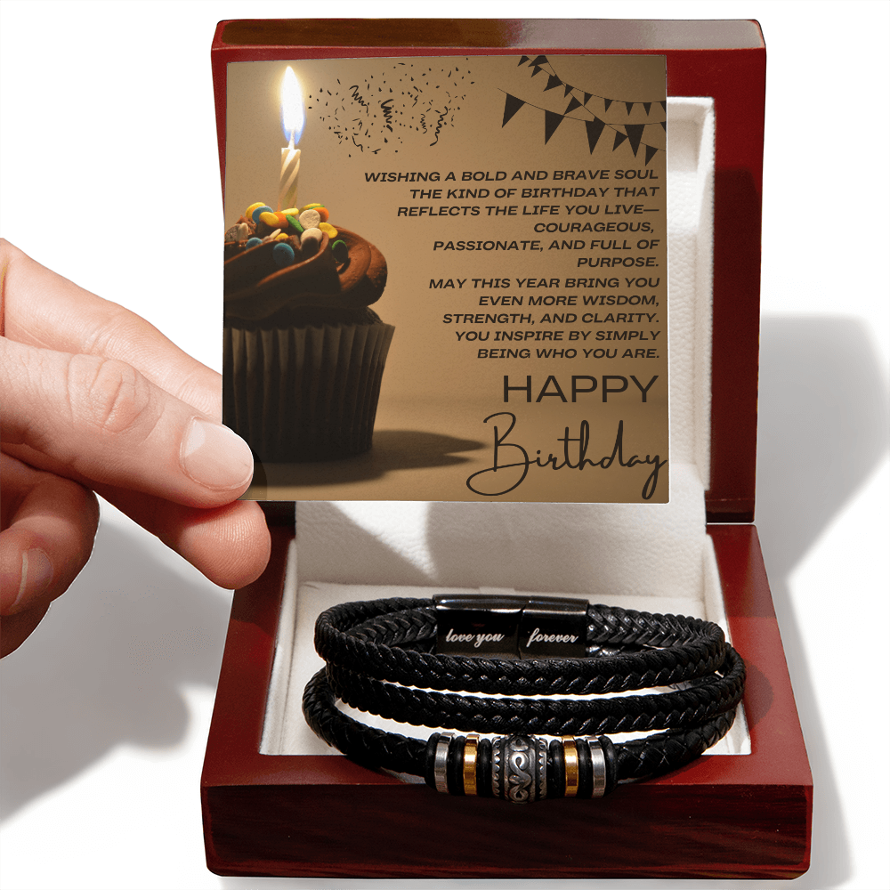 To a Man of Purpose: A Bold Birthday Wish-Men's "Love You Forever" Bracelet