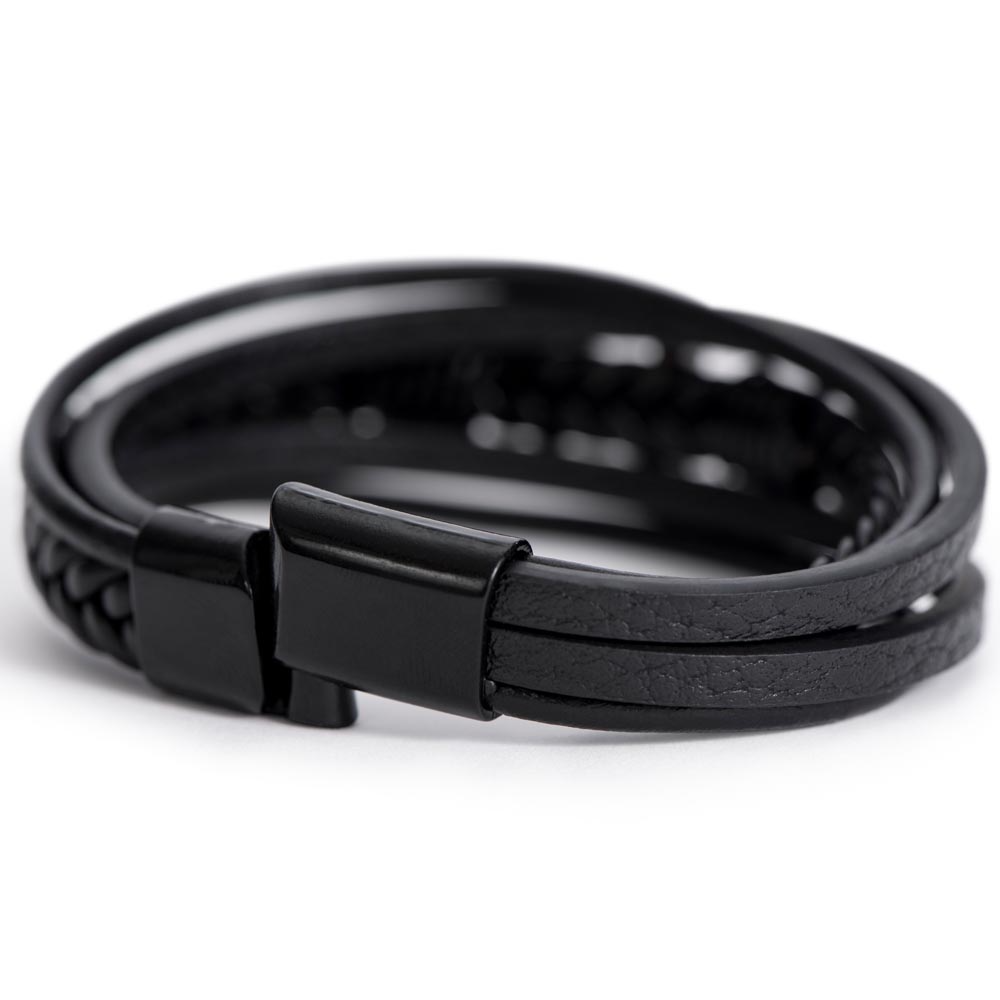 A Parent's Pride: Graduation Blessing for My Son-Men's Cross Leather Bracelet