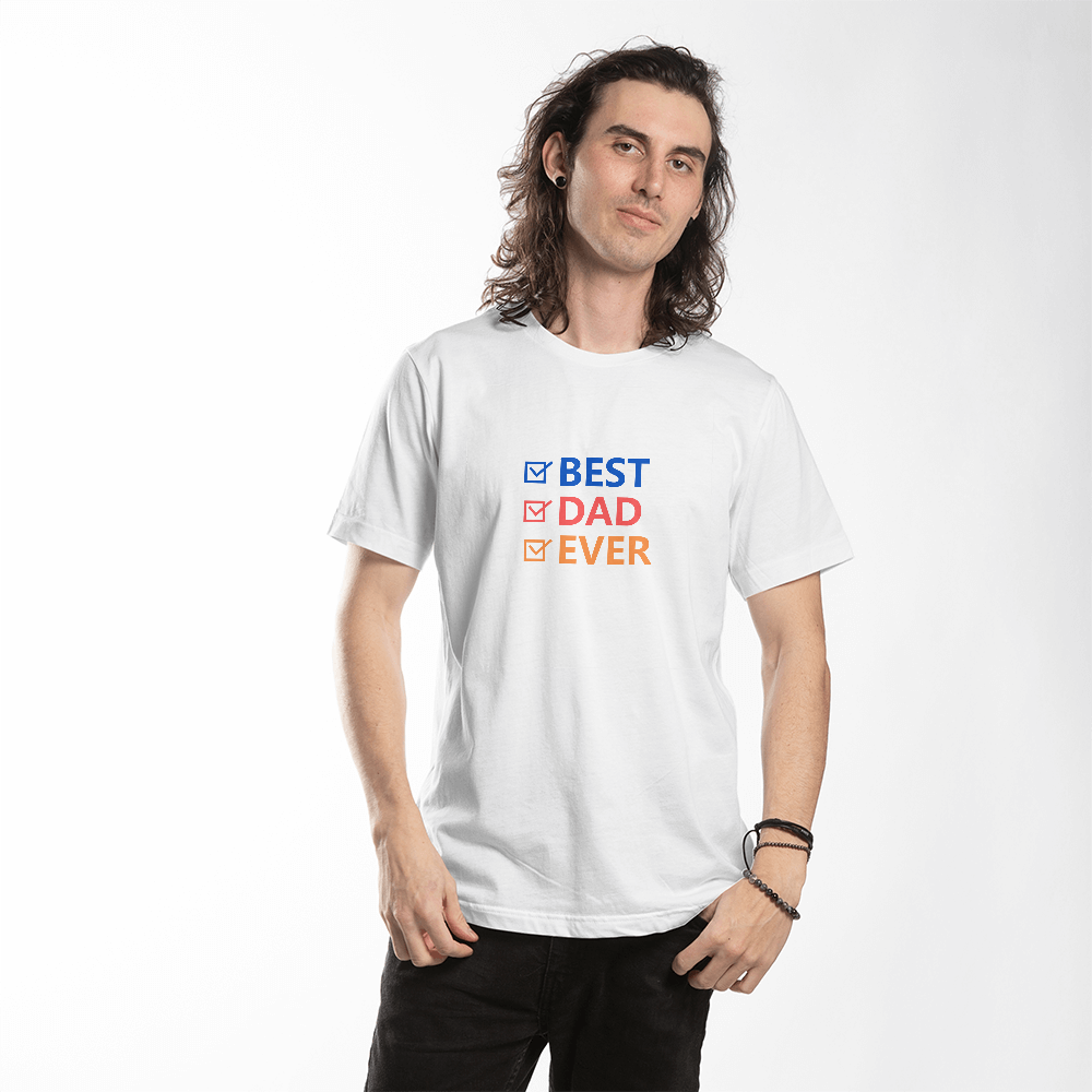 Best Dad Ever – Father's Day Checklist of Love-Bella + Canvas 3001 Jersey Tee (white t-shirt)