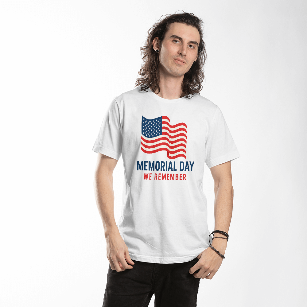 Forever Grateful: A Nation's Salute on Memorial Day-Bella + Canvas 3001 Jersey Tee (white and black t-shirt)