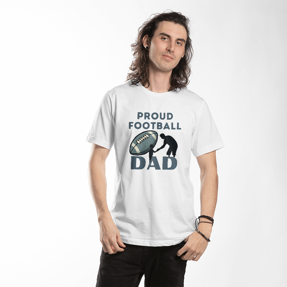 Sideline MVP: Proud Football Dad Tee-Bella + Canvas 3001 Jersey Tee (white t-shirt)