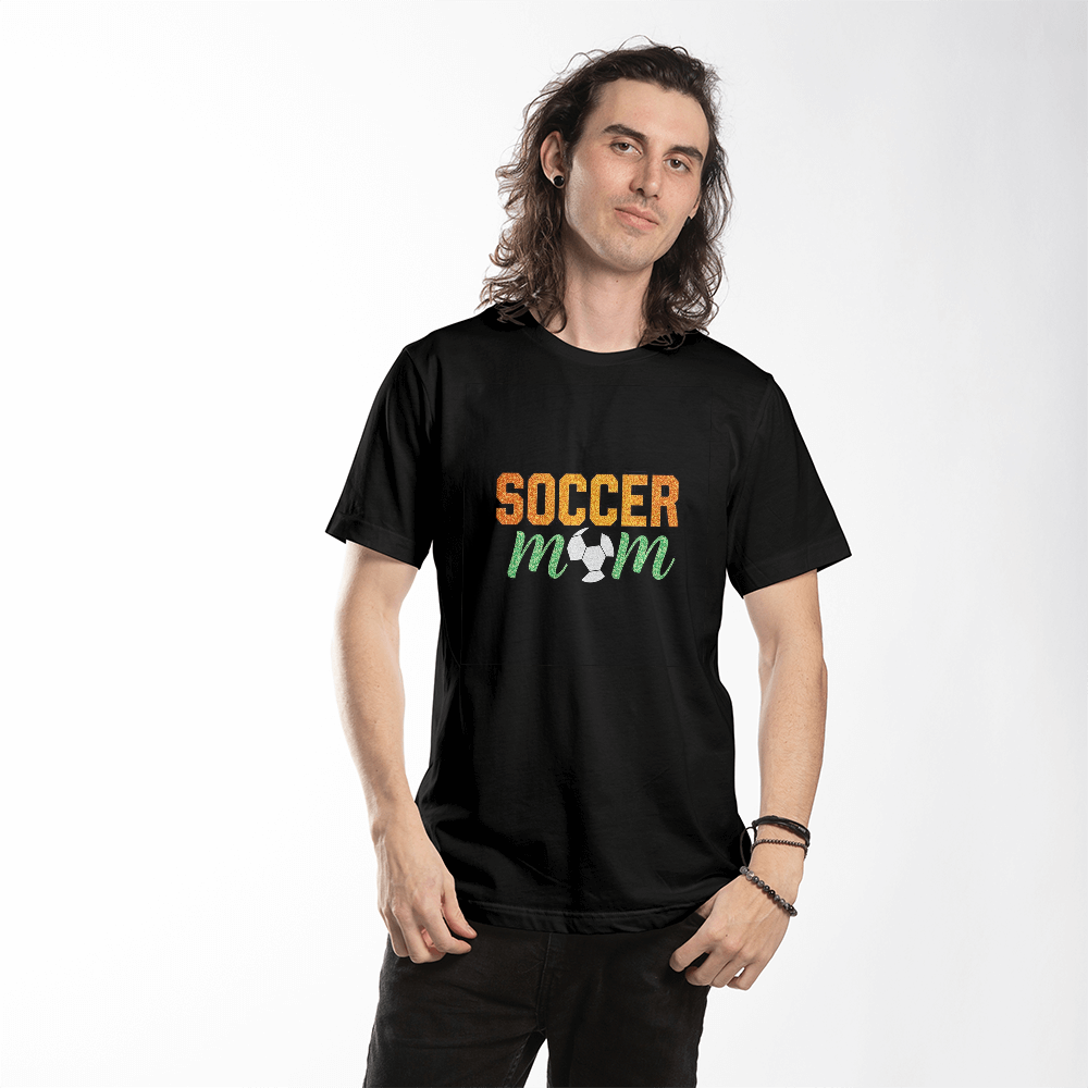 Glitter & Goals – Proud Soccer Mom T-shirt (black t-shirt)