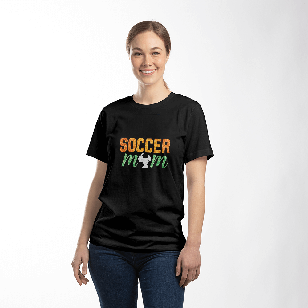 Glitter & Goals – Proud Soccer Mom T-shirt (black t-shirt)