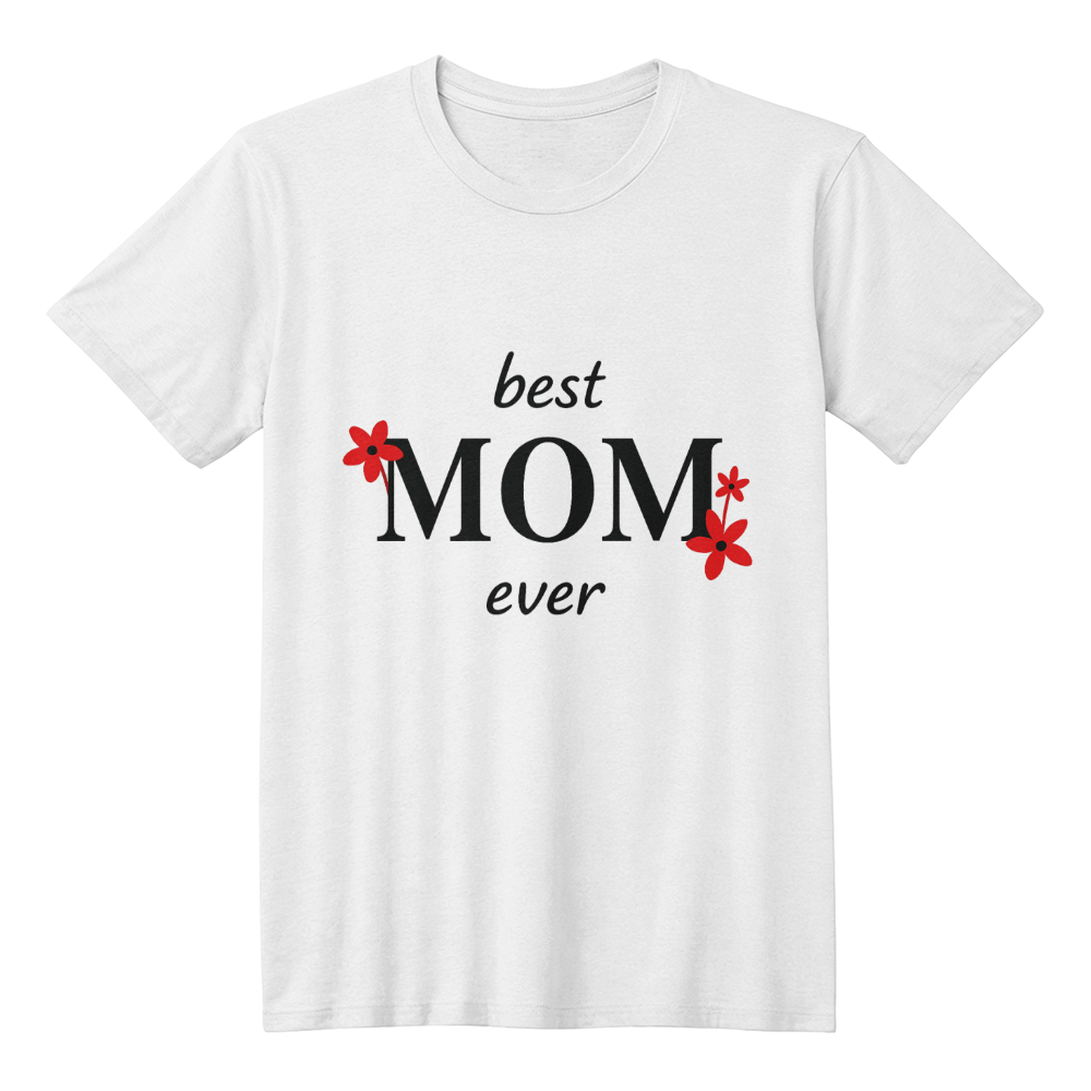 “Best Mom Ever” Floral Tee-Bella + Canvas 3001 Jersey Tee (white t-shirt)