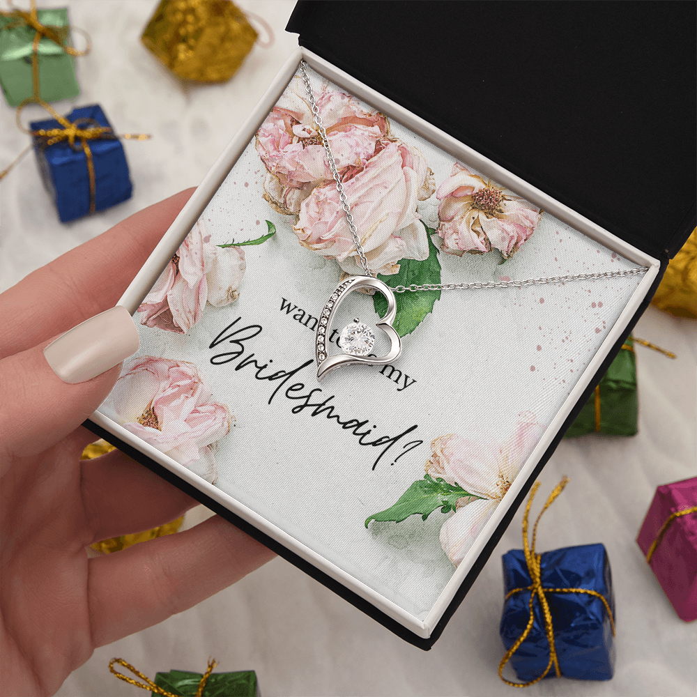 Rosy Blooms Proposal: Want To Be My Bridesmaid?-Forever Love Necklace