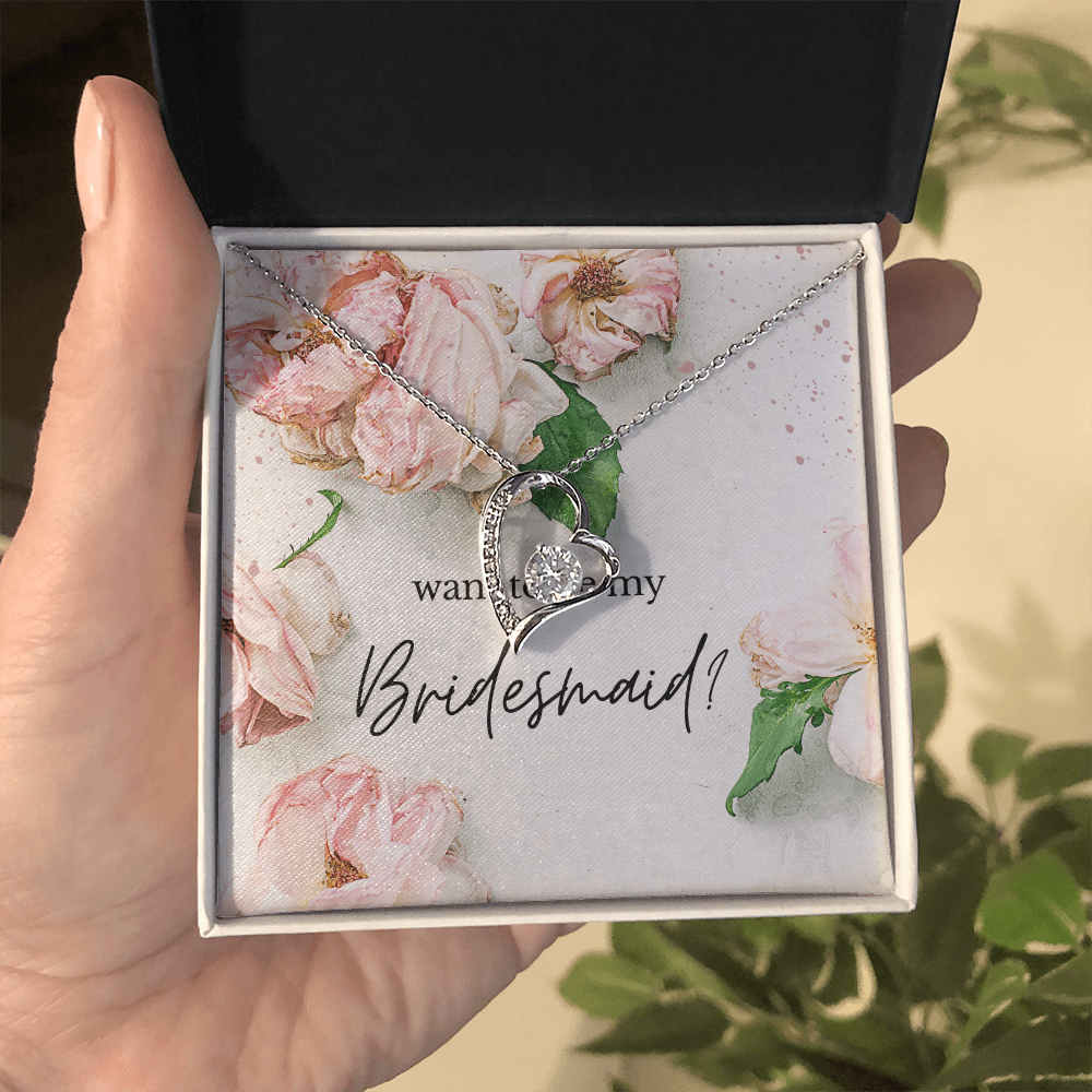 Rosy Blooms Proposal: Want To Be My Bridesmaid?-Forever Love Necklace