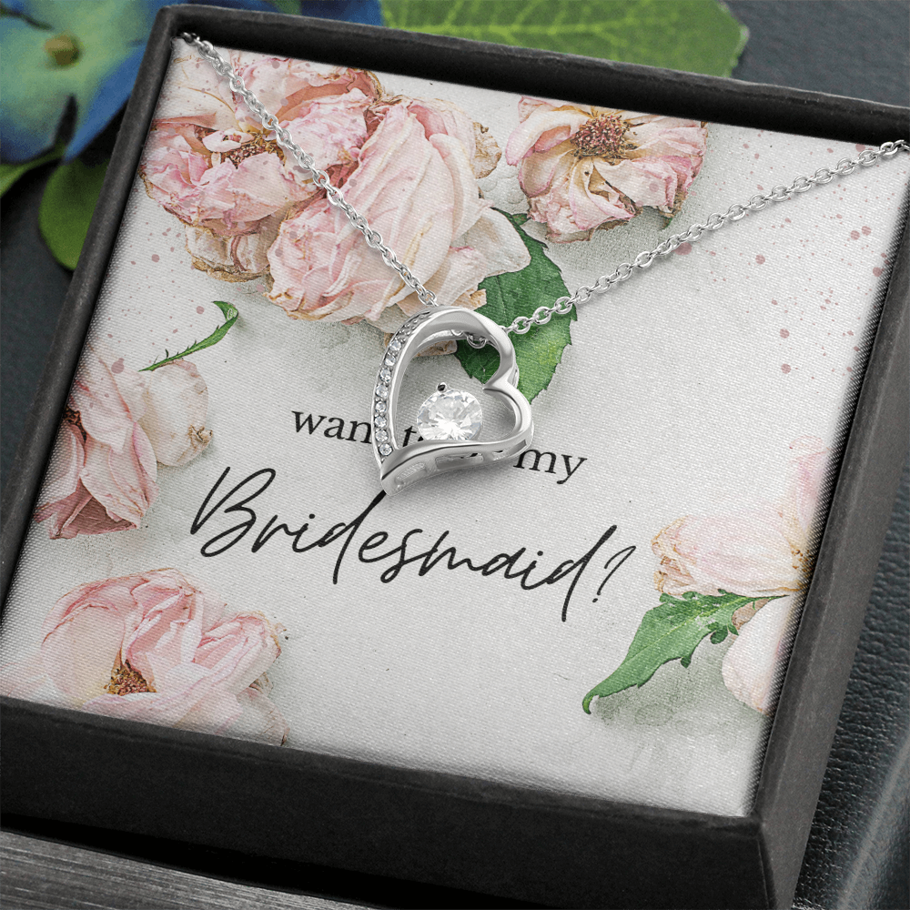 Rosy Blooms Proposal: Want To Be My Bridesmaid?-Forever Love Necklace