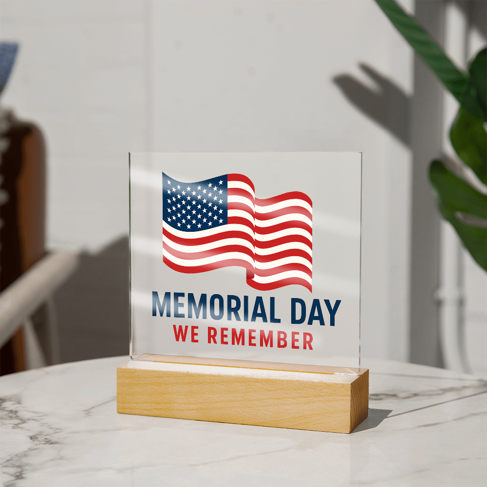 Forever Grateful: A Nation's Salute on Memorial Day-Printed Square Acrylic Plaque