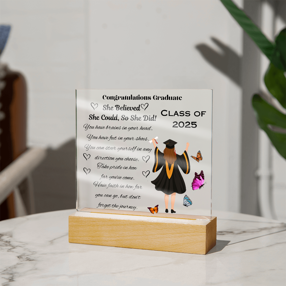 Wings of Achievement: Congratulations, Graduate!-Printed Square Acrylic Plaque