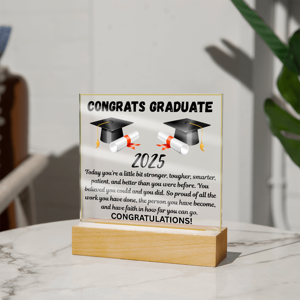 Caps Off to Your Success: A Graduation Salute-Printed Square Acrylic Plaque