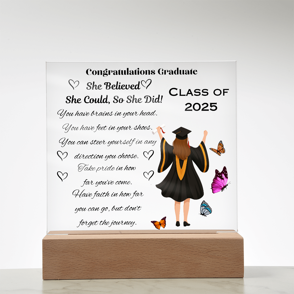 Wings of Achievement: Congratulations, Graduate!-Printed Square Acrylic Plaque