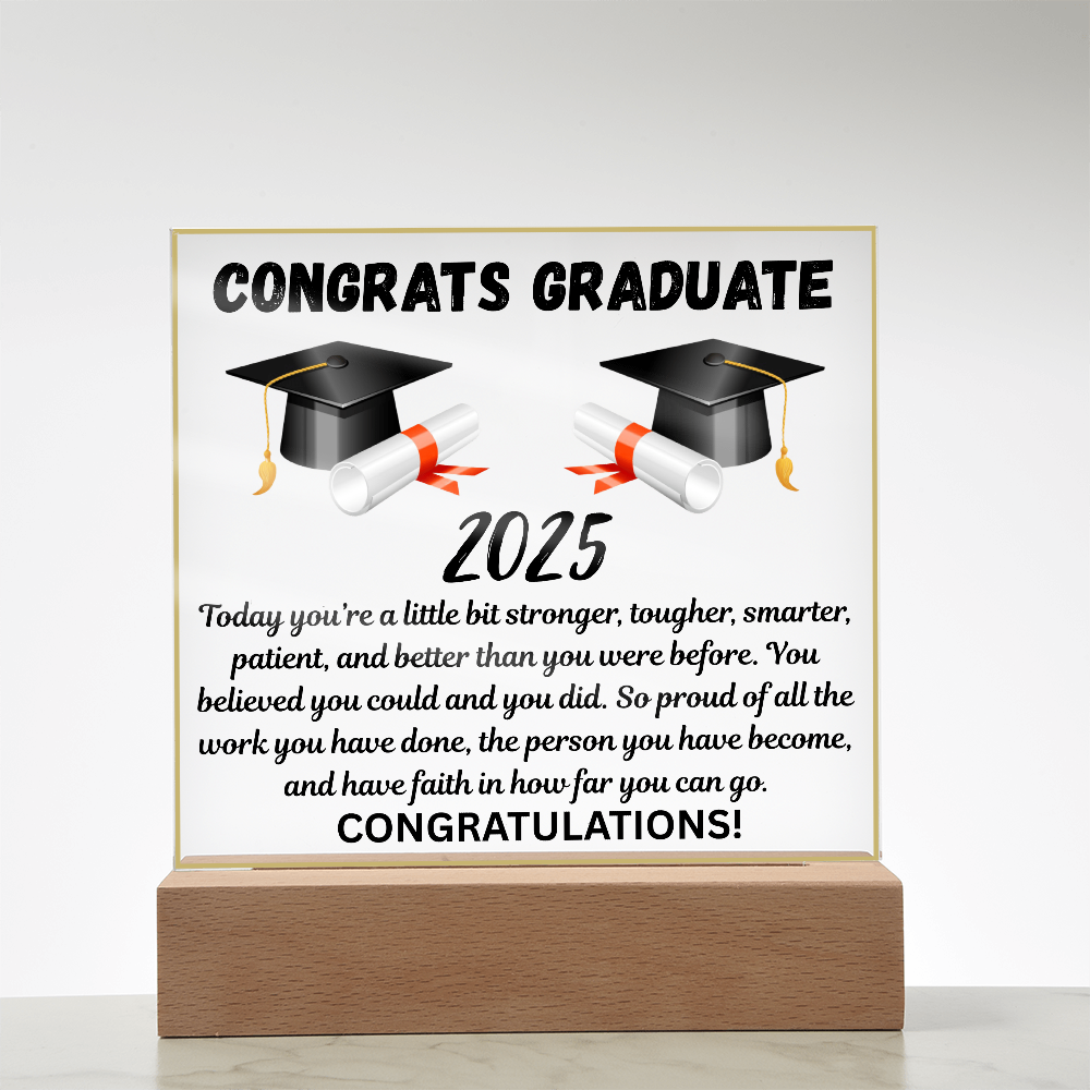 Caps Off to Your Success: A Graduation Salute-Printed Square Acrylic Plaque