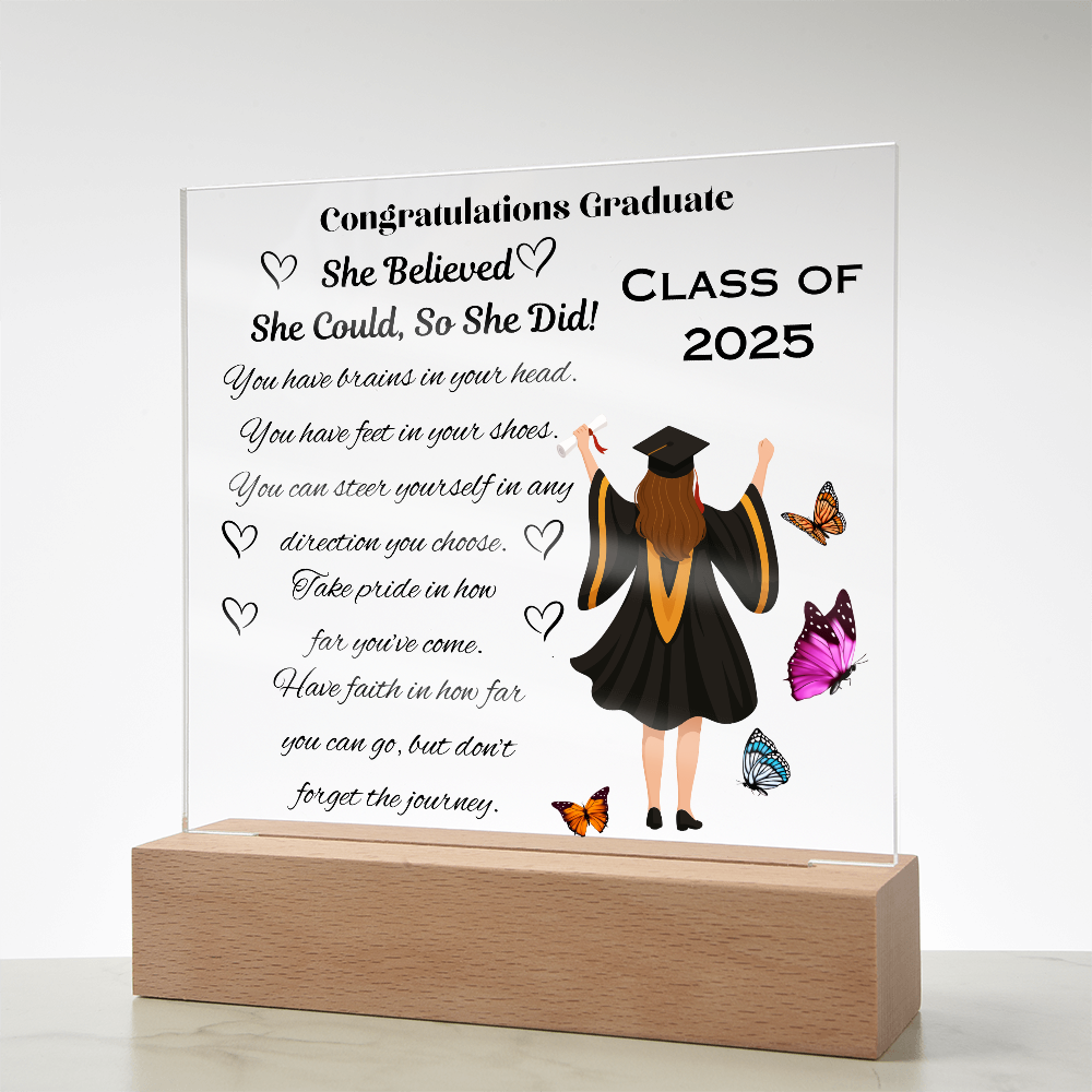 Wings of Achievement: Congratulations, Graduate!-Printed Square Acrylic Plaque