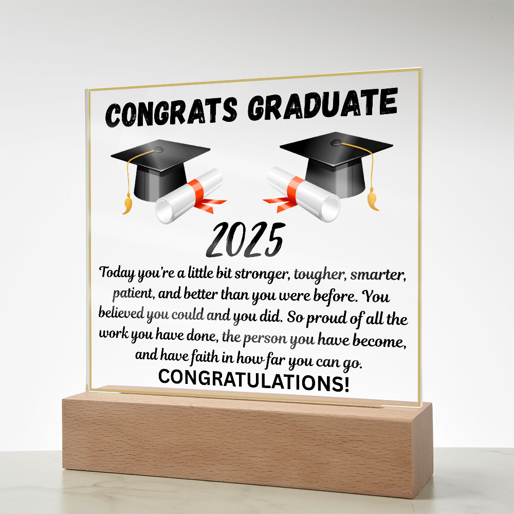 Caps Off to Your Success: A Graduation Salute-Printed Square Acrylic Plaque