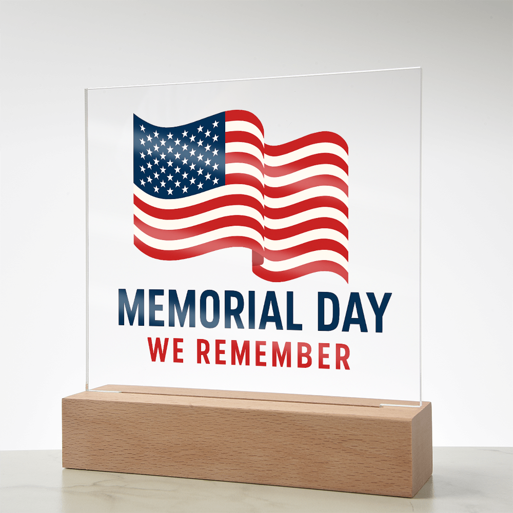 Forever Grateful: A Nation's Salute on Memorial Day-Printed Square Acrylic Plaque