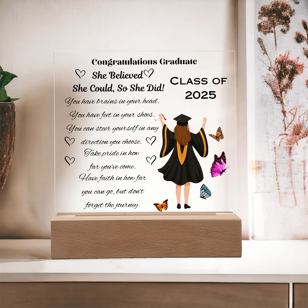 Wings of Achievement: Congratulations, Graduate!-Printed Square Acrylic Plaque