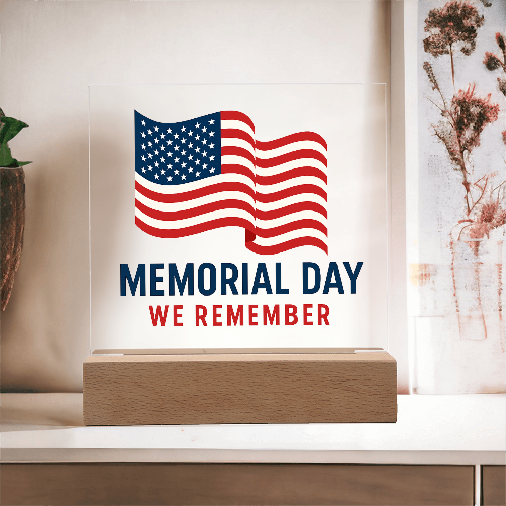 Forever Grateful: A Nation's Salute on Memorial Day-Printed Square Acrylic Plaque