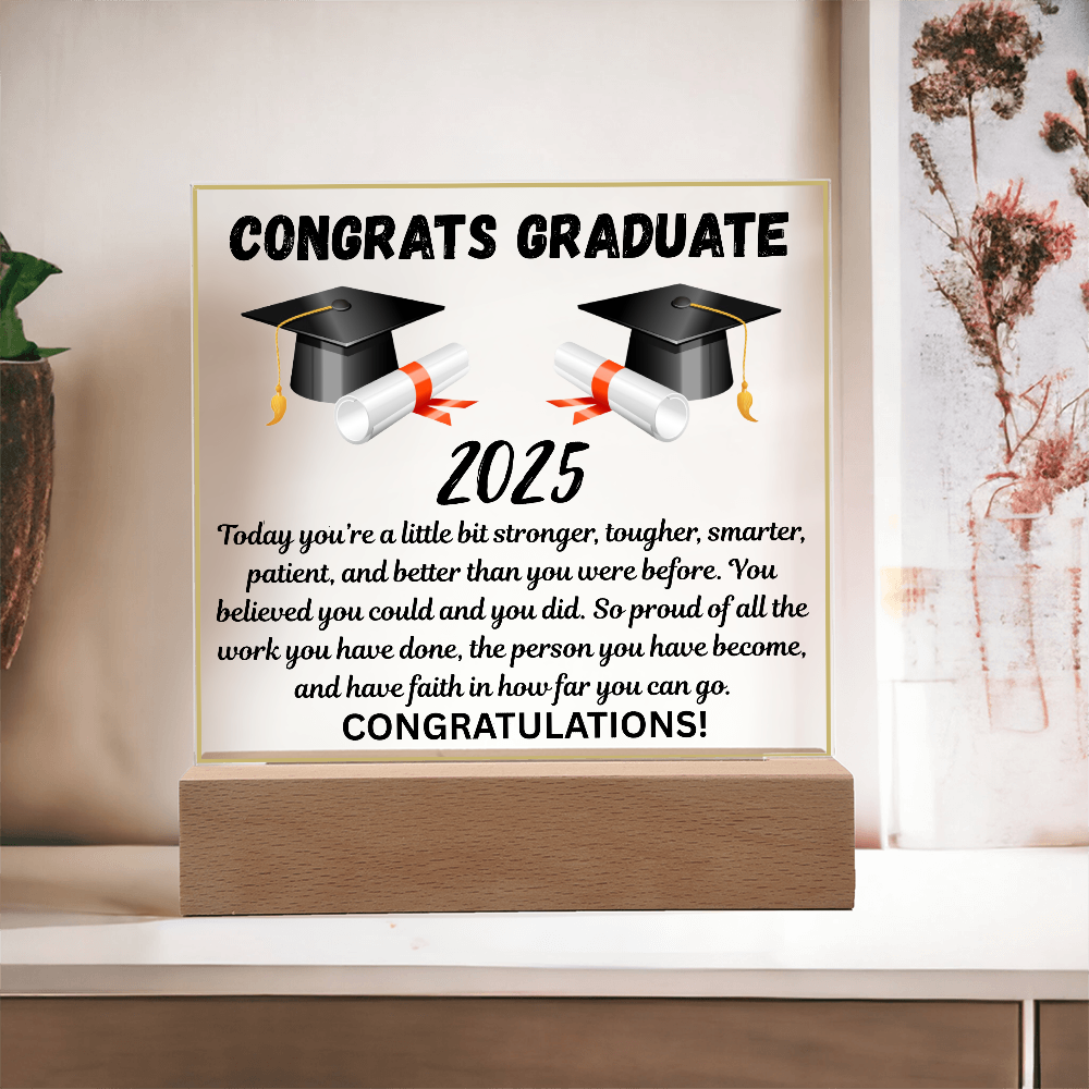 Caps Off to Your Success: A Graduation Salute-Printed Square Acrylic Plaque