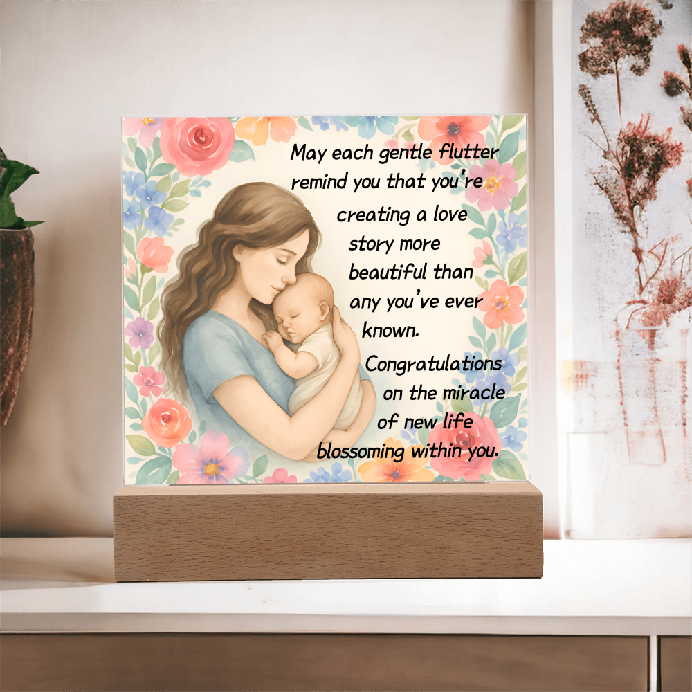 May Each Gentle Flutter Remind You That You That You're Creating A Love Story-(Expectant Mom) Acrylic Plaque