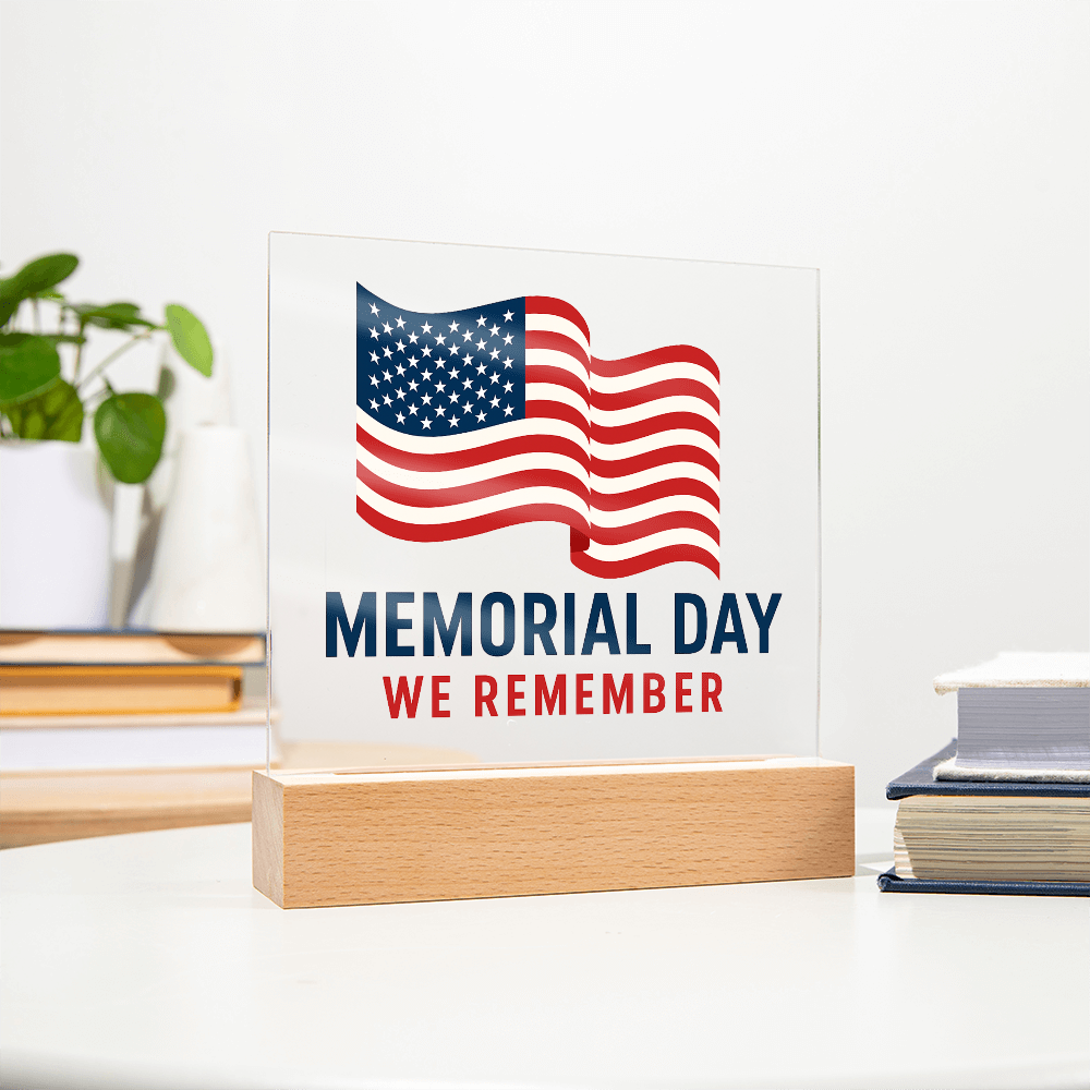 Forever Grateful: A Nation's Salute on Memorial Day-Printed Square Acrylic Plaque