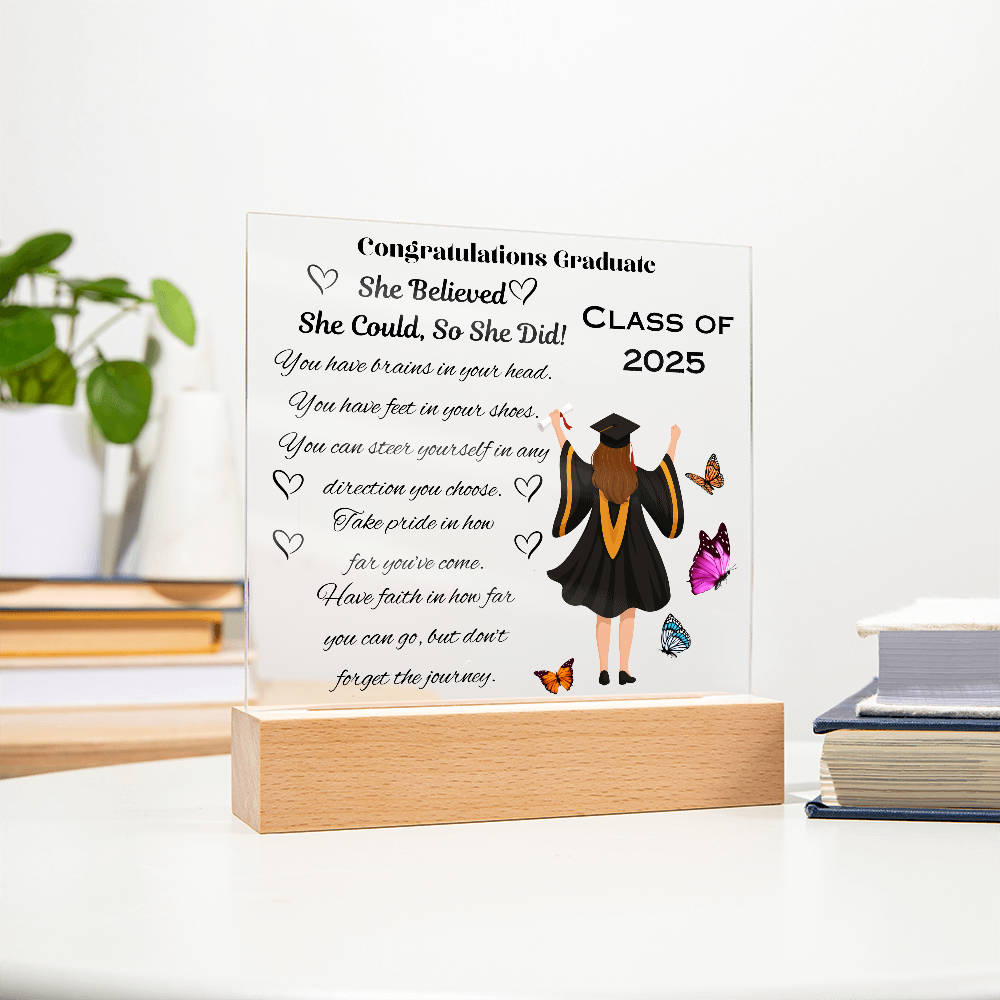 Wings of Achievement: Congratulations, Graduate!-Printed Square Acrylic Plaque