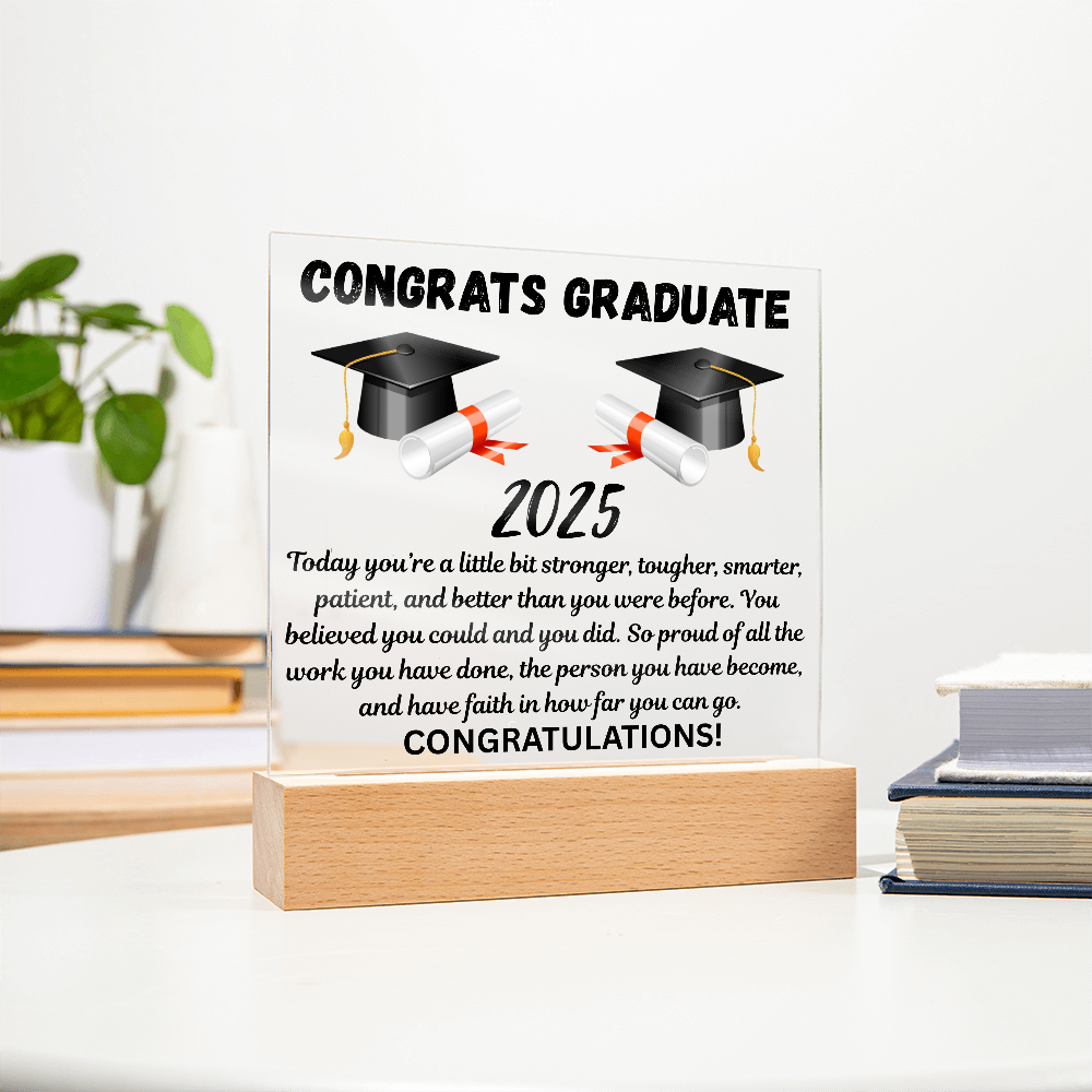 Caps Off to Your Success: A Graduation Salute-Printed Square Acrylic Plaque