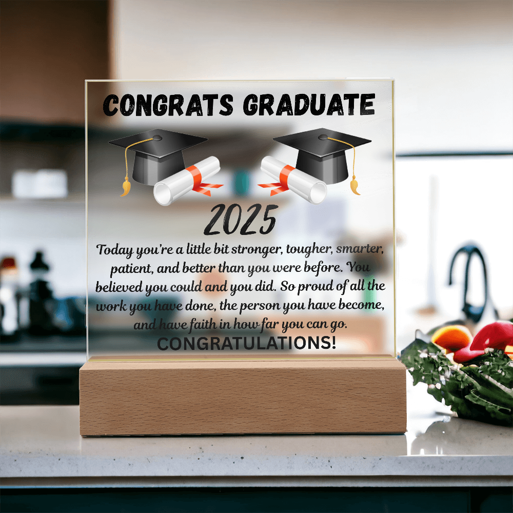 Caps Off to Your Success: A Graduation Salute-Printed Square Acrylic Plaque