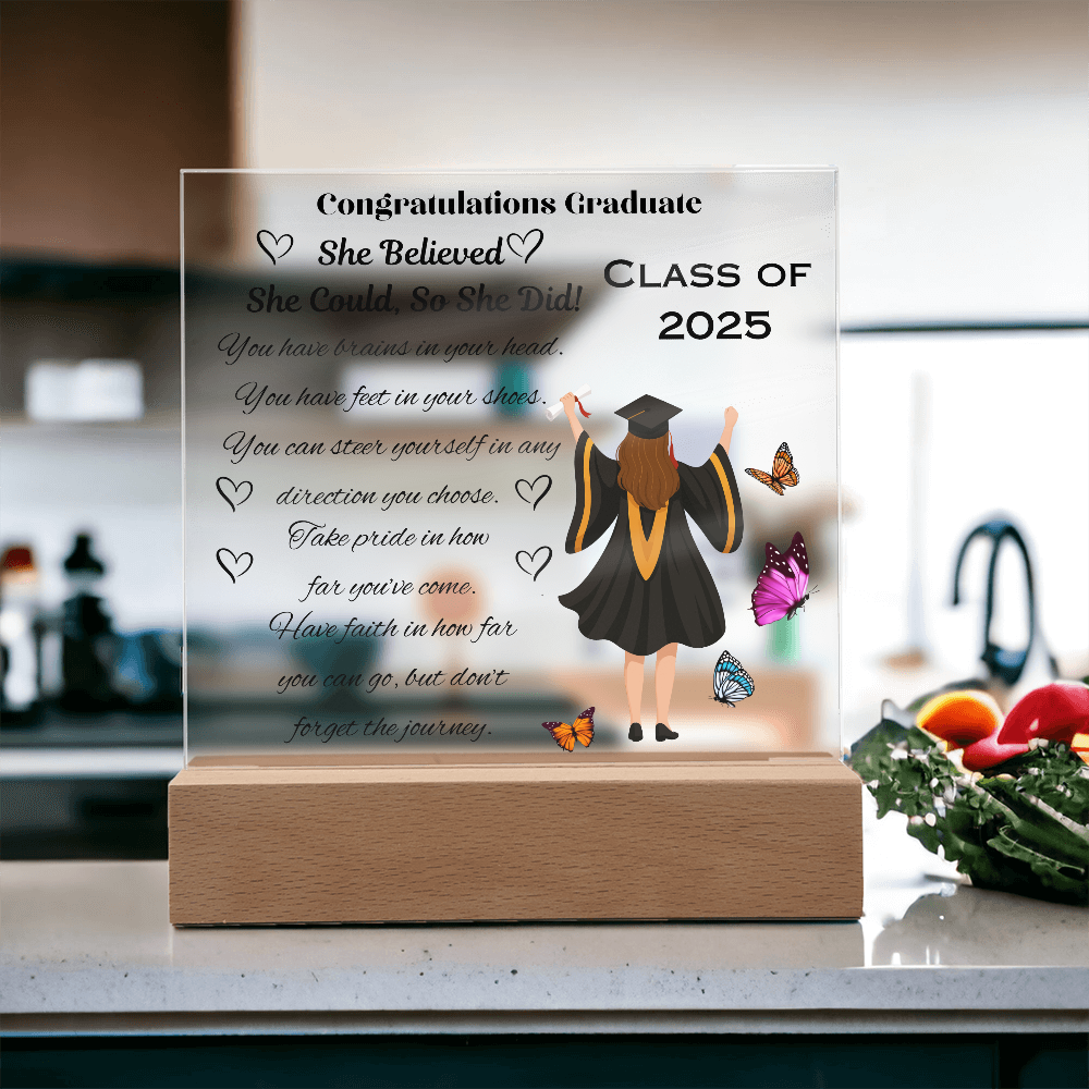 Wings of Achievement: Congratulations, Graduate!-Printed Square Acrylic Plaque