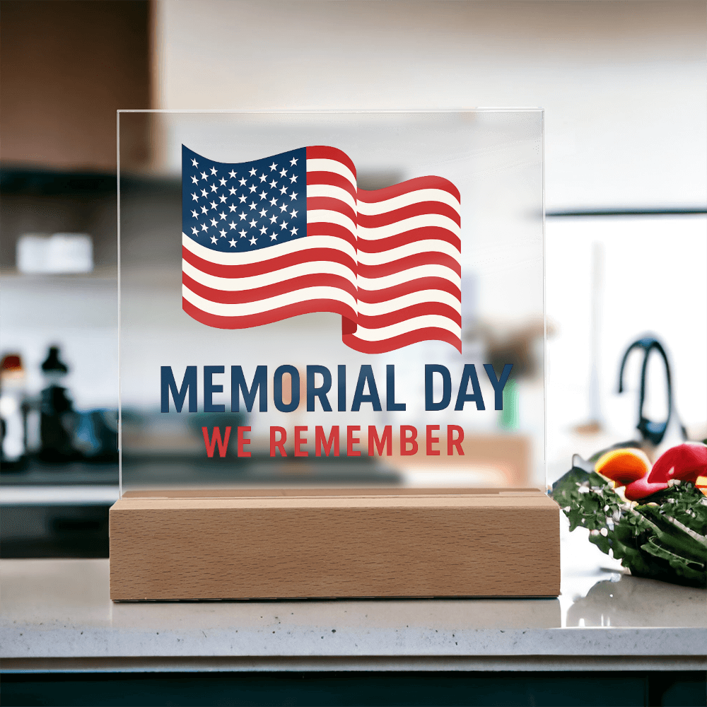 Forever Grateful: A Nation's Salute on Memorial Day-Printed Square Acrylic Plaque