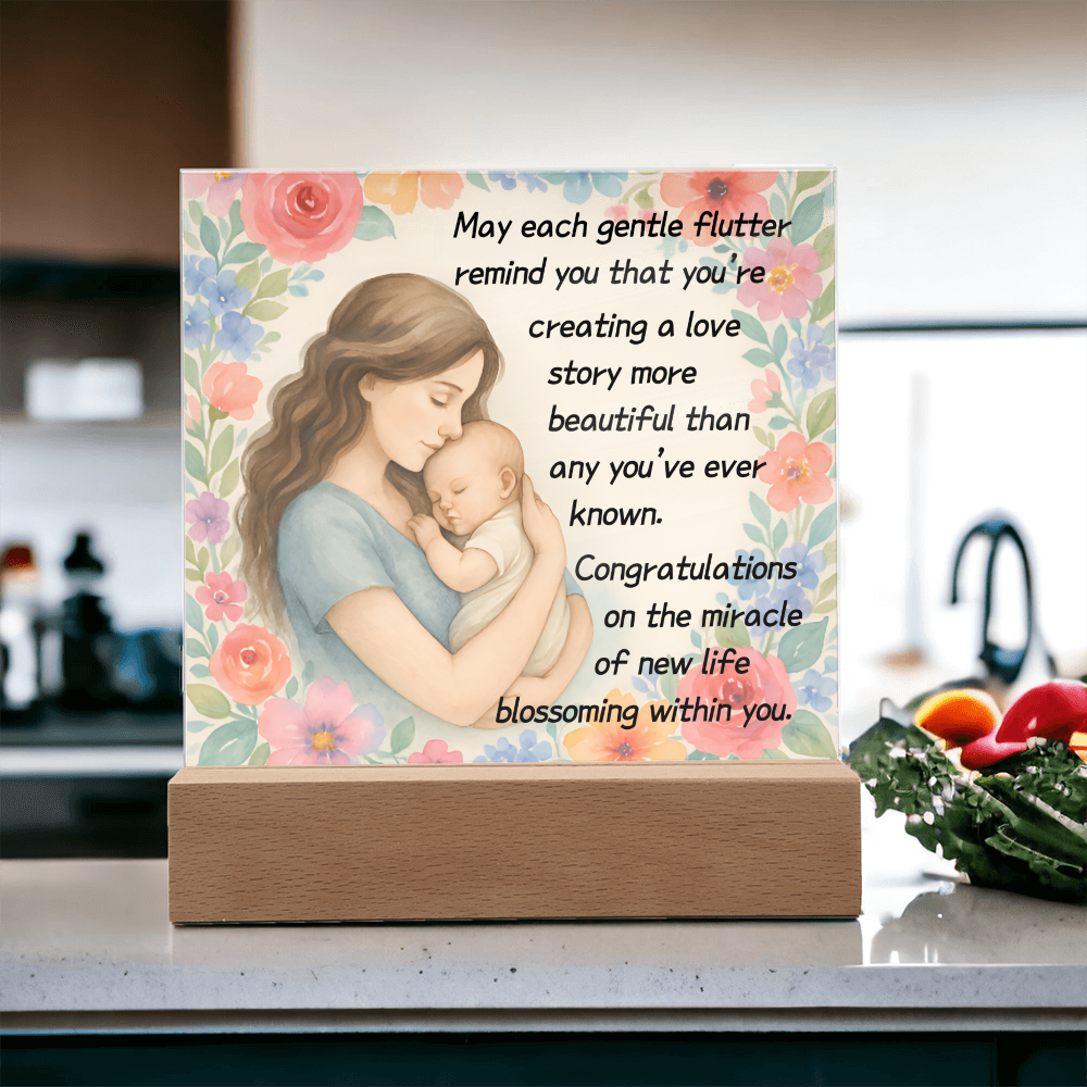 May Each Gentle Flutter Remind You That You That You're Creating A Love Story-(Expectant Mom) Acrylic Plaque
