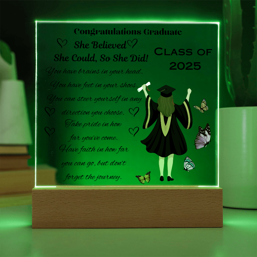 Wings of Achievement: Congratulations, Graduate!-Printed Square Acrylic Plaque