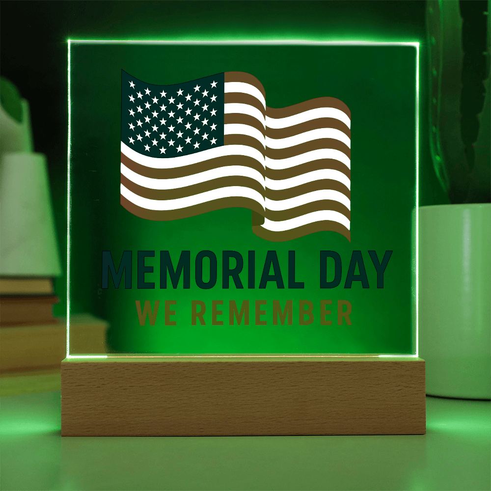 Forever Grateful: A Nation's Salute on Memorial Day-Printed Square Acrylic Plaque