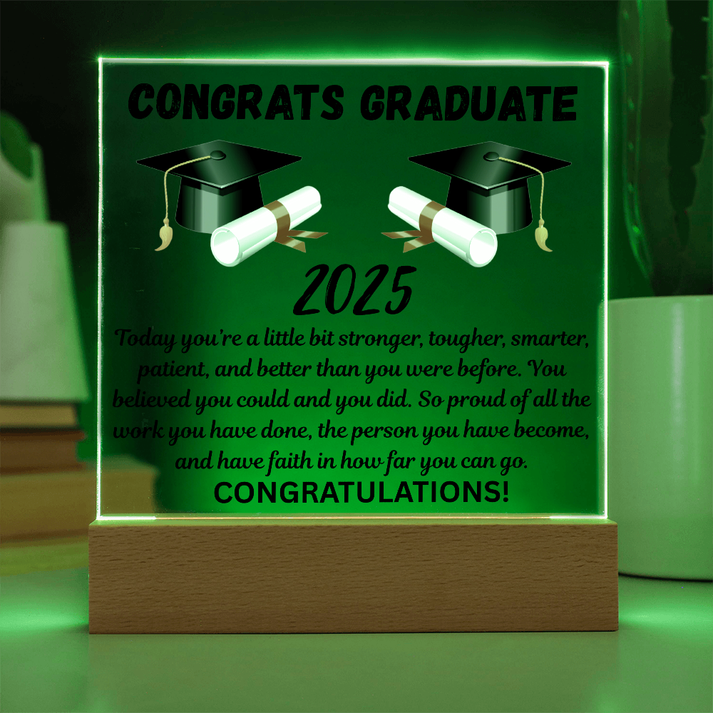 Caps Off to Your Success: A Graduation Salute-Printed Square Acrylic Plaque