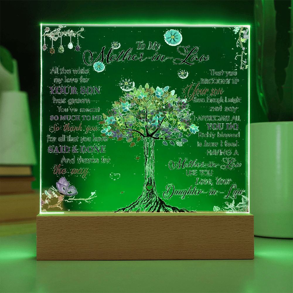 To My Mother-In-Law-Rooted in Gratitude, Blooming in Love-Printed Square Acrylic Plaque