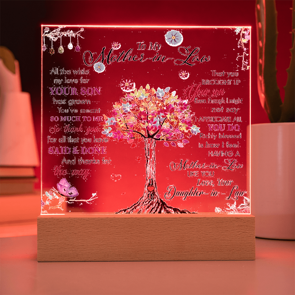 To My Mother-In-Law-Rooted in Gratitude, Blooming in Love-Printed Square Acrylic Plaque