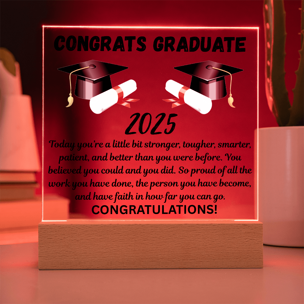 Caps Off to Your Success: A Graduation Salute-Printed Square Acrylic Plaque