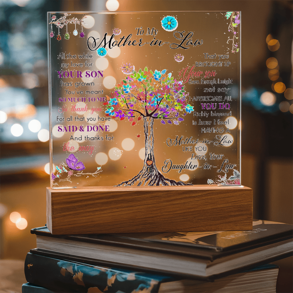 To My Mother-In-Law-Rooted in Gratitude, Blooming in Love-Printed Square Acrylic Plaque