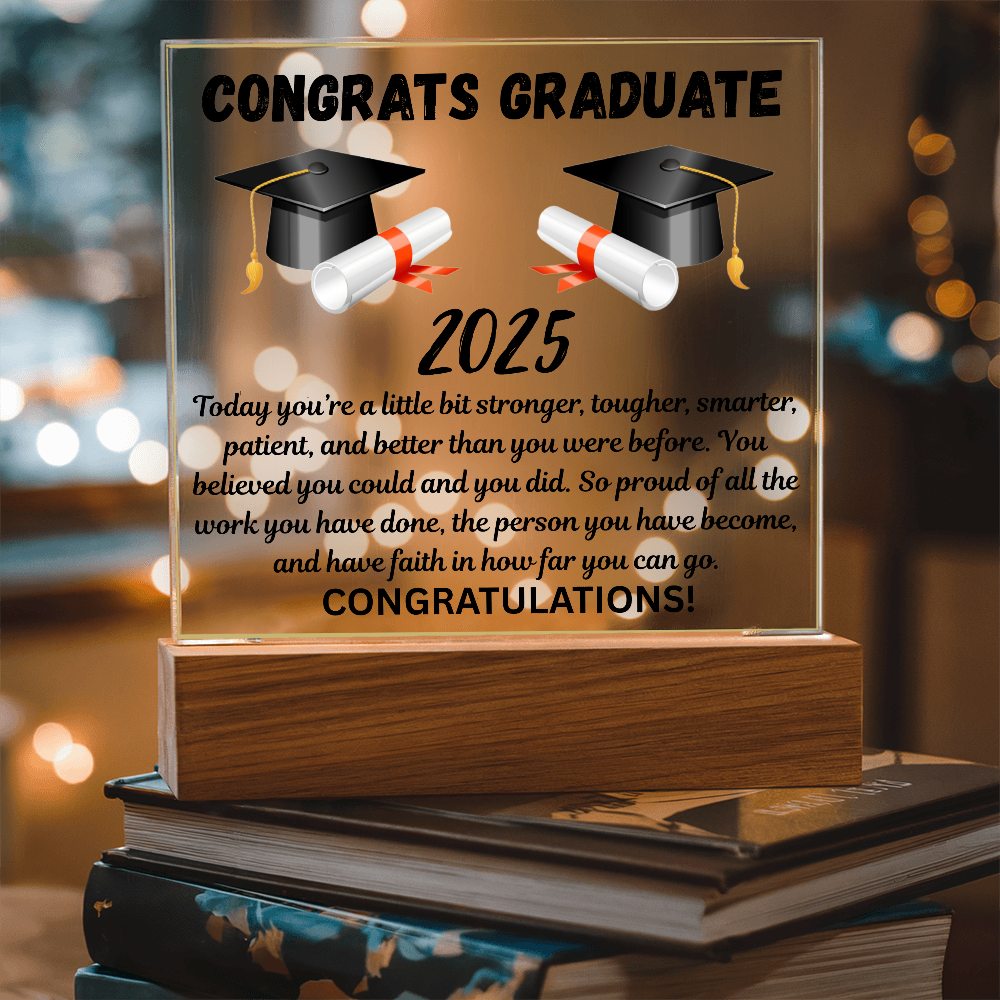 Caps Off to Your Success: A Graduation Salute-Printed Square Acrylic Plaque