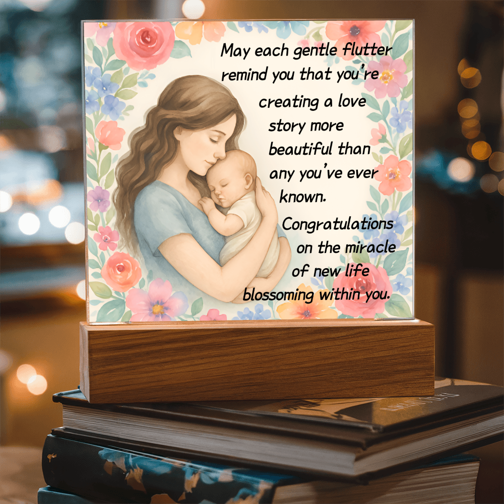 May Each Gentle Flutter Remind You That You That You're Creating A Love Story-(Expectant Mom) Acrylic Plaque