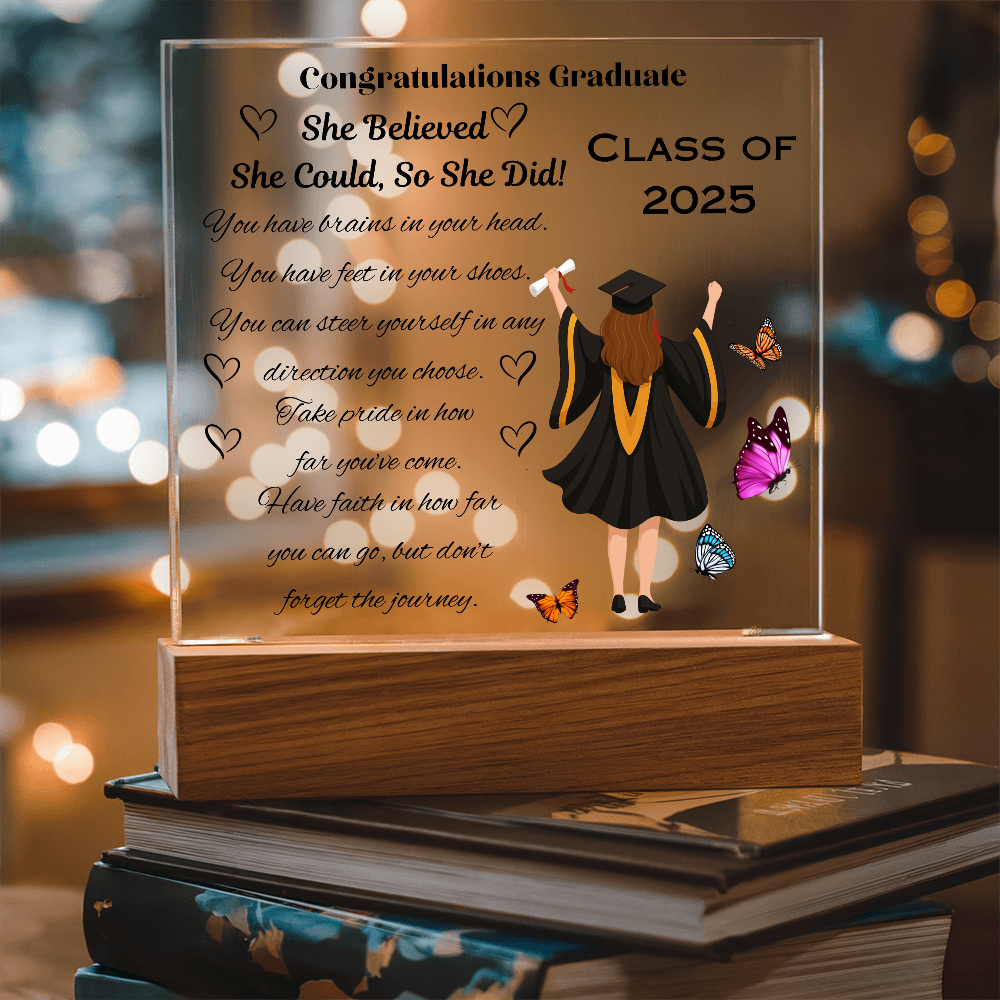 Wings of Achievement: Congratulations, Graduate!-Printed Square Acrylic Plaque