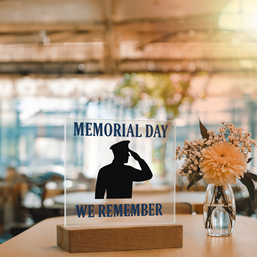 In Honor and Memory: A Soldier's Salute-Printed Square Acrylic Plaque