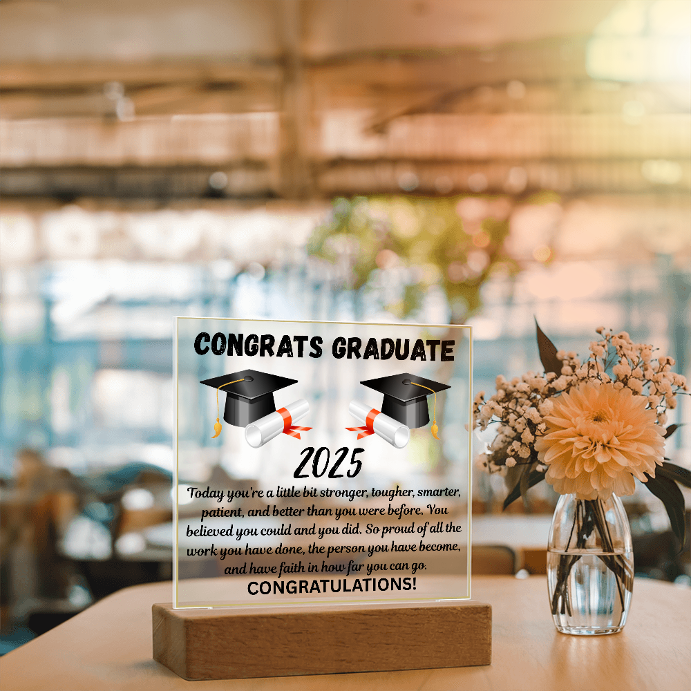 Caps Off to Your Success: A Graduation Salute-Printed Square Acrylic Plaque