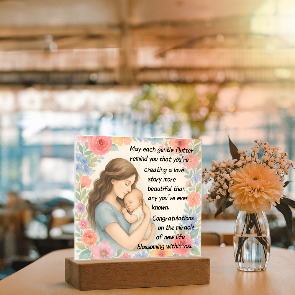 May Each Gentle Flutter Remind You That You That You're Creating A Love Story-(Expectant Mom) Acrylic Plaque