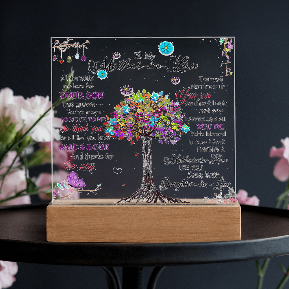 To My Mother-In-Law-Rooted in Gratitude, Blooming in Love-Printed Square Acrylic Plaque