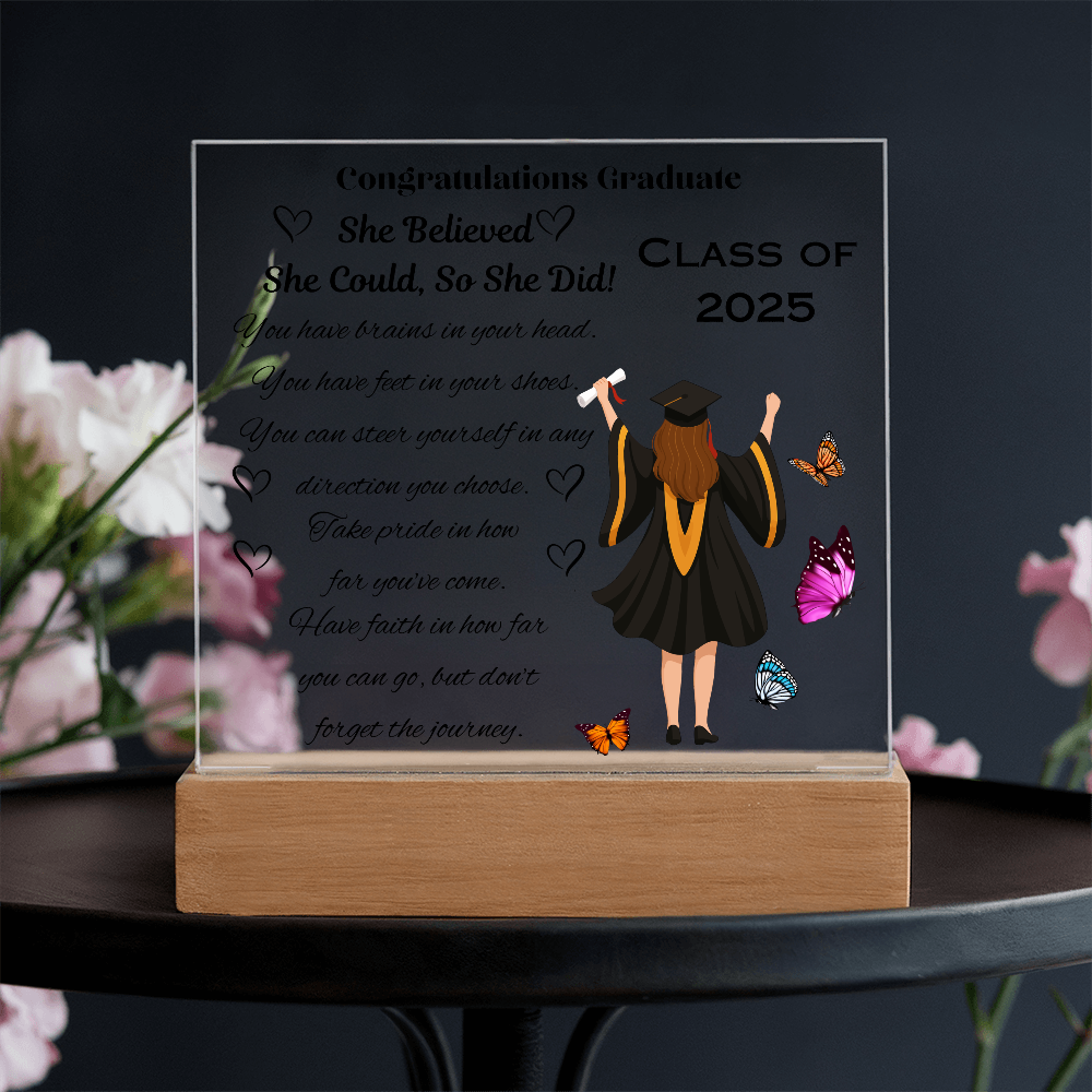 Wings of Achievement: Congratulations, Graduate!-Printed Square Acrylic Plaque