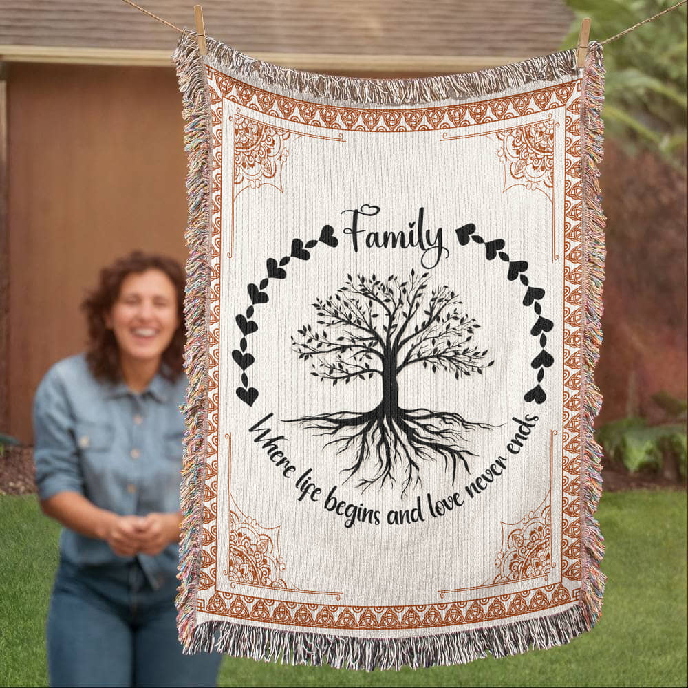 Family Roots, Celtic Tree Woven Blanket