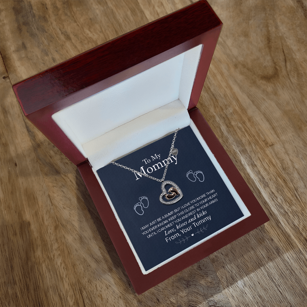 Love, Kisses & Kicks: A Little One's Whisper-(Expectant Mother)Baby Feet Heart Necklace