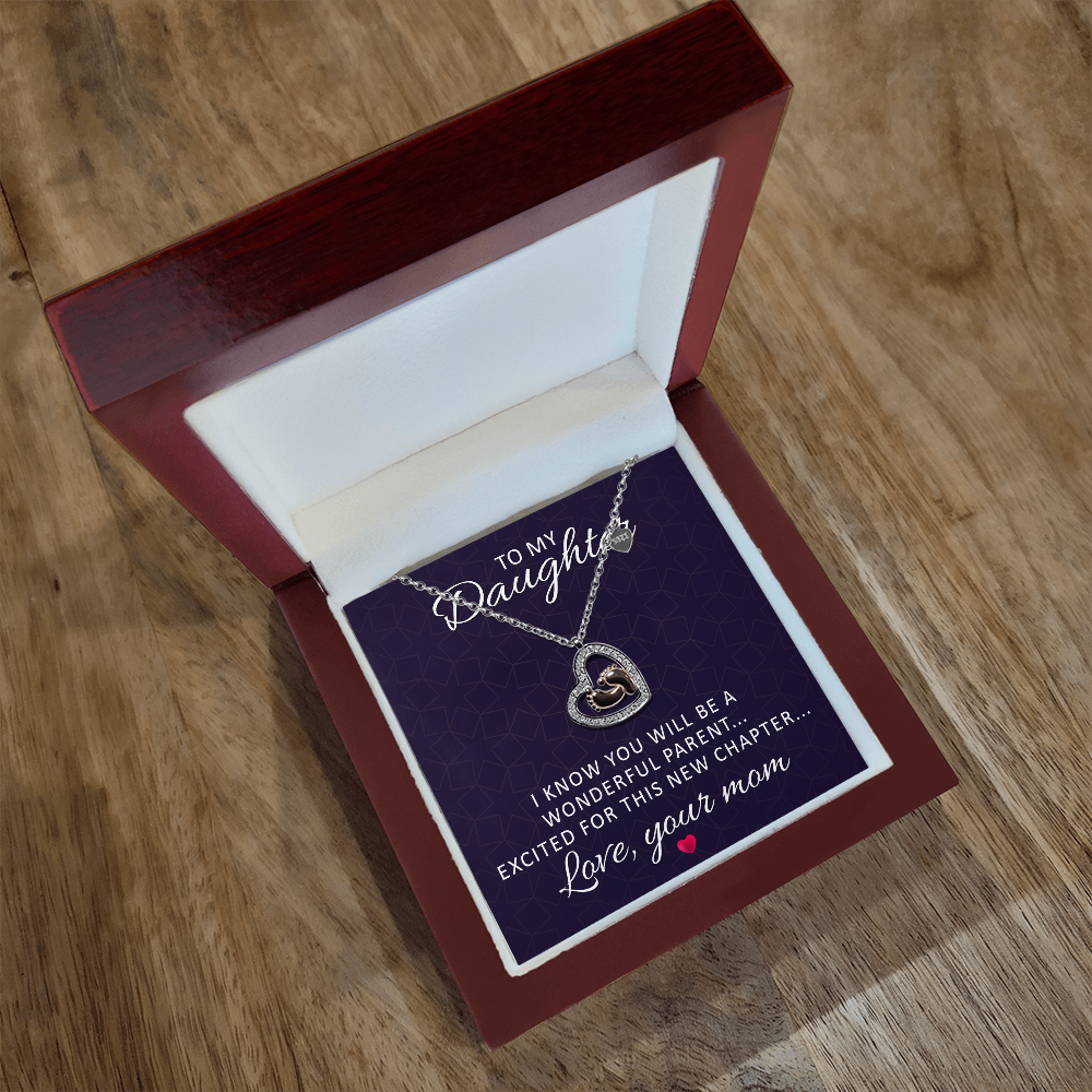 I Know You Will Be A Wonderful Parent-From Mom to Daughter-Baby Feet Heart Necklace