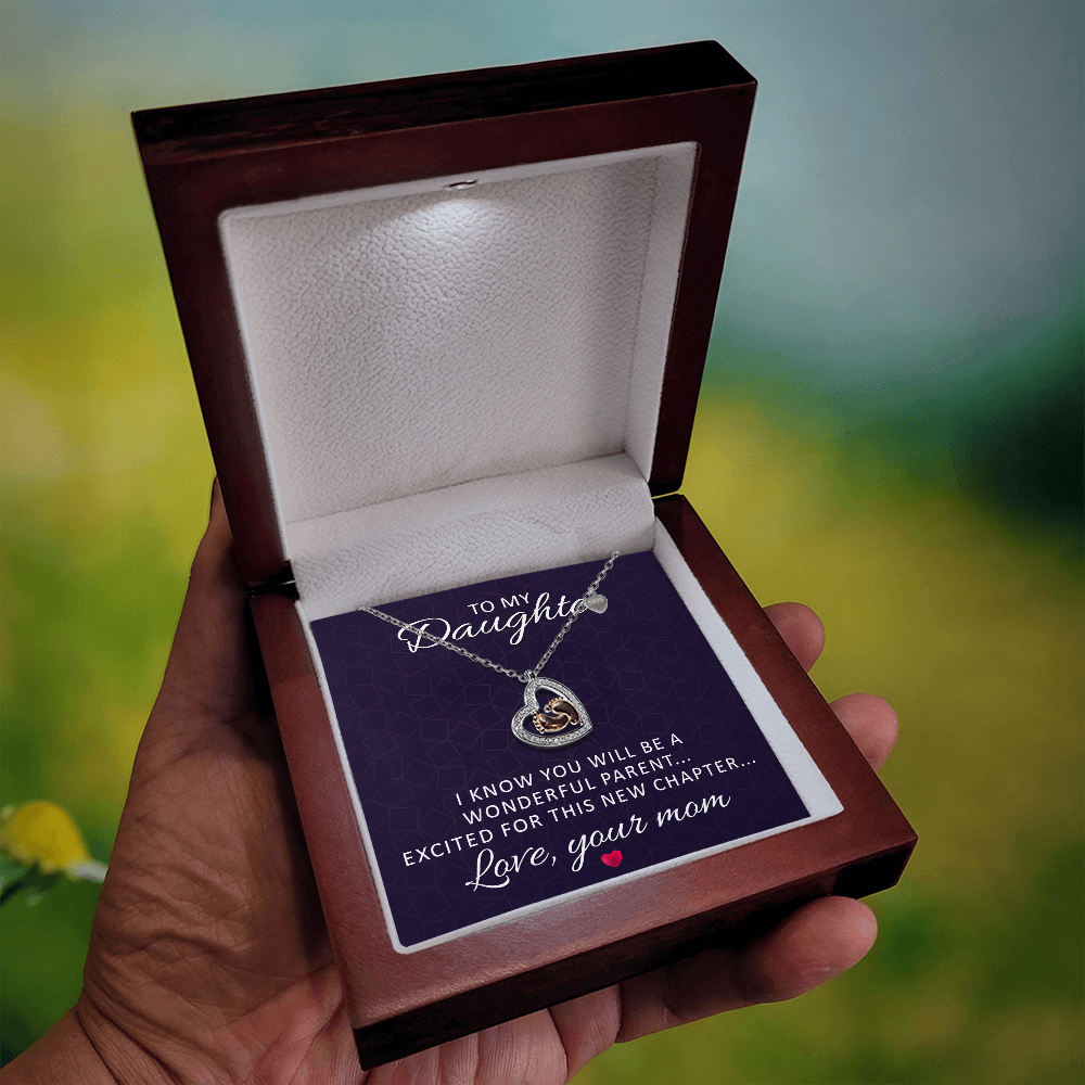 I Know You Will Be A Wonderful Parent-From Mom to Daughter-Baby Feet Heart Necklace