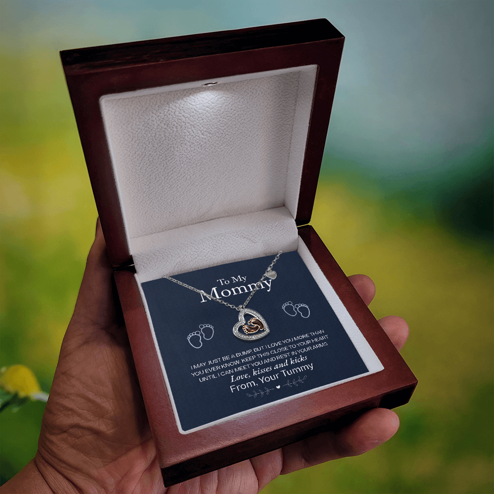 Love, Kisses & Kicks: A Little One's Whisper-(Expectant Mother)Baby Feet Heart Necklace